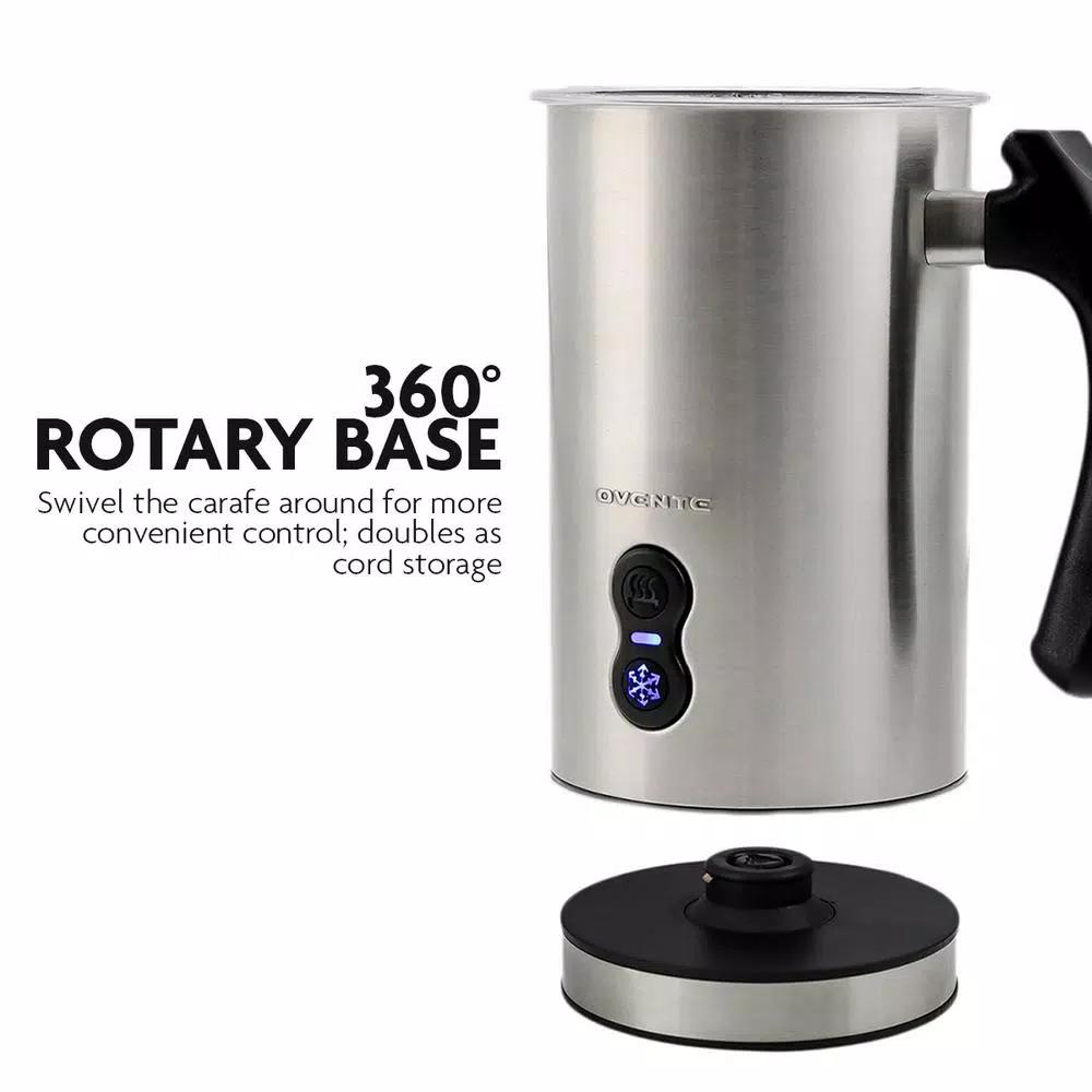 Oventes FR3608 Deluxe Electric Milk Frother and Steamer, 8 oz Silver Automatic Foam Maker