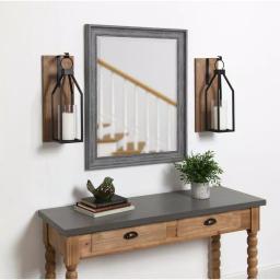 Kate and Laurel Oakly Rustic Brown Wood and Metal Candle Sconce thumbnail 5