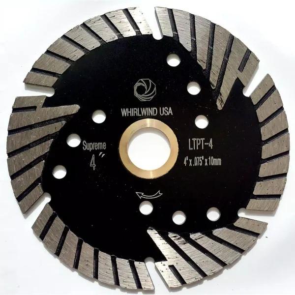 Whirlwind USA 4 in. Turbo Segmented Diamond Saw Blade for Granite, Marble, and Concrete