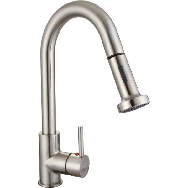 Vanity Art Brushed Nickel Single-Handle Pull-Down Kitchen Faucet with 360 Degree Swivel Spout