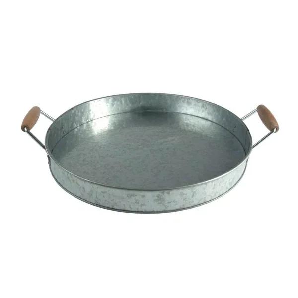 Artland Masonware 16 in. Galvanized Steel Round Serving Tray with Riveted Handles