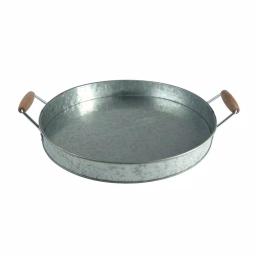 Artland Masonware 16 in. Galvanized Steel Round Serving Tray with Riveted Handles thumbnail 1