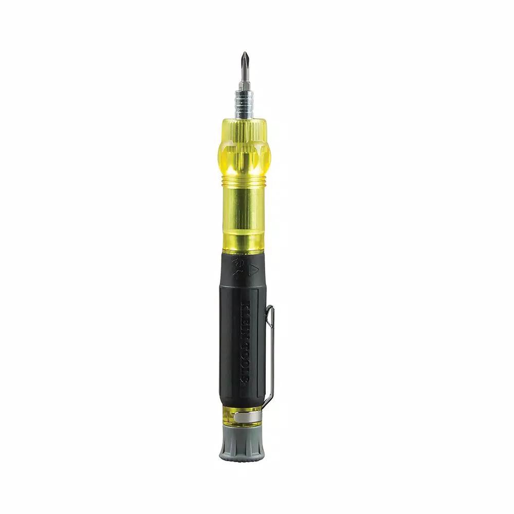 Klein Tools 3-in-1 HVAC Pocket Multibit Screwdriver with Concealable Tips and Schrader Bit
