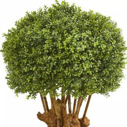 Nearly Natural 44 in. Artificial Boxwood Topiary Tree in Designer Wood Planter thumbnail 2