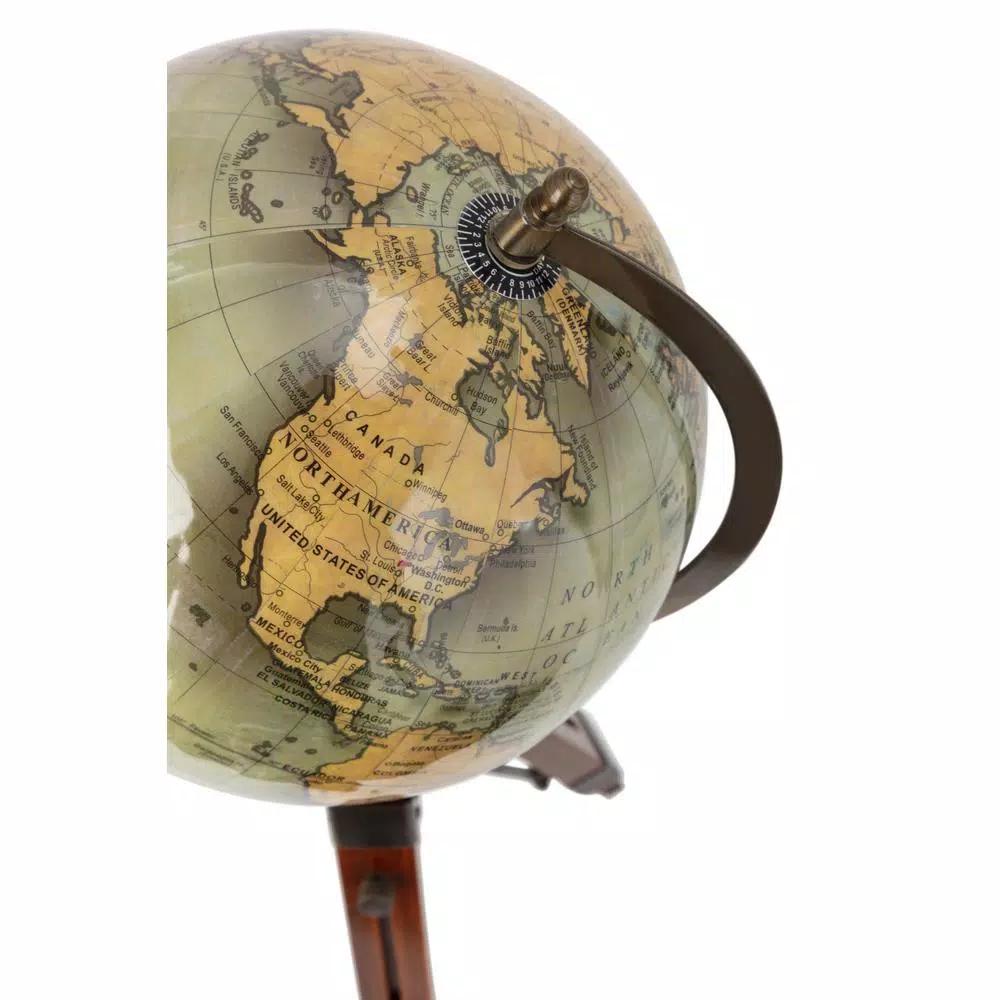 IMAX Worldwide Home PGA Tour Clubhouse 19.25 in. Globe on Mango Wood Tripod Stand