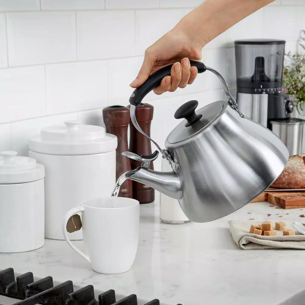 OXO Brew Good Grips Classic 6.8-Cup Stainless Steel Tea Kettle with Whistle