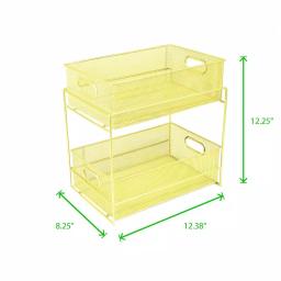 MIND READER Modern Yellow Metal Mesh 2-Tier Utensil Caddy and Flatware Organizer thumbnail 7