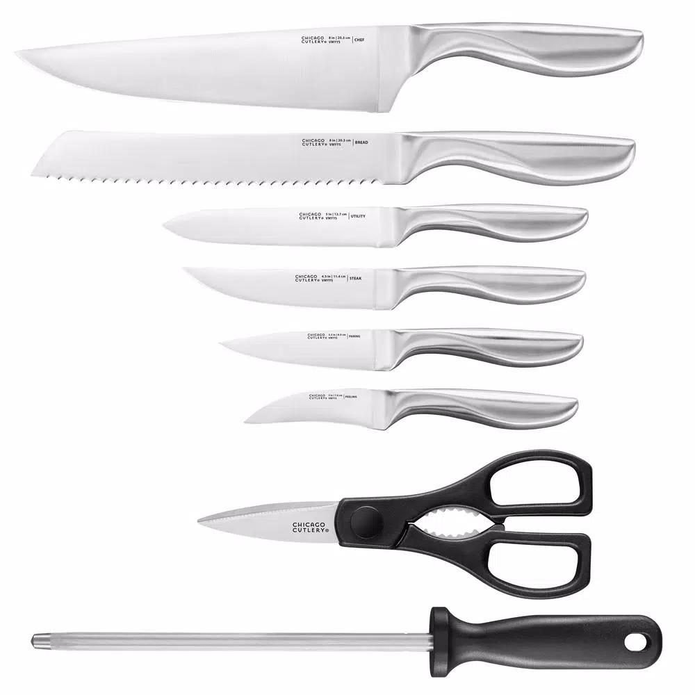 Chicago Cutlery Clybourn 12-Piece German Stainless Steel Knife Set with Grey Wood Block