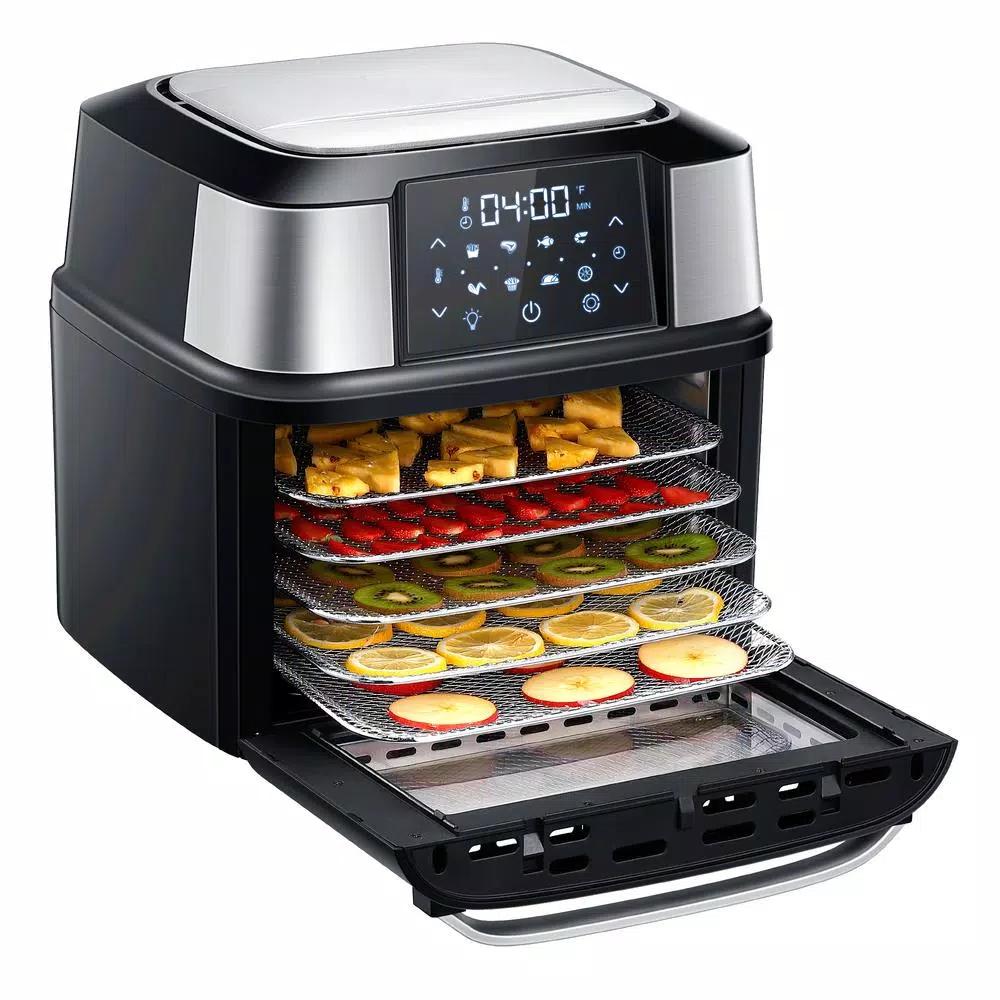 GoWISE USA Mojave 5-Tray Air Fryer Dehydrator & Rotisserie Oven, 1800W, Black/Stainless Steel