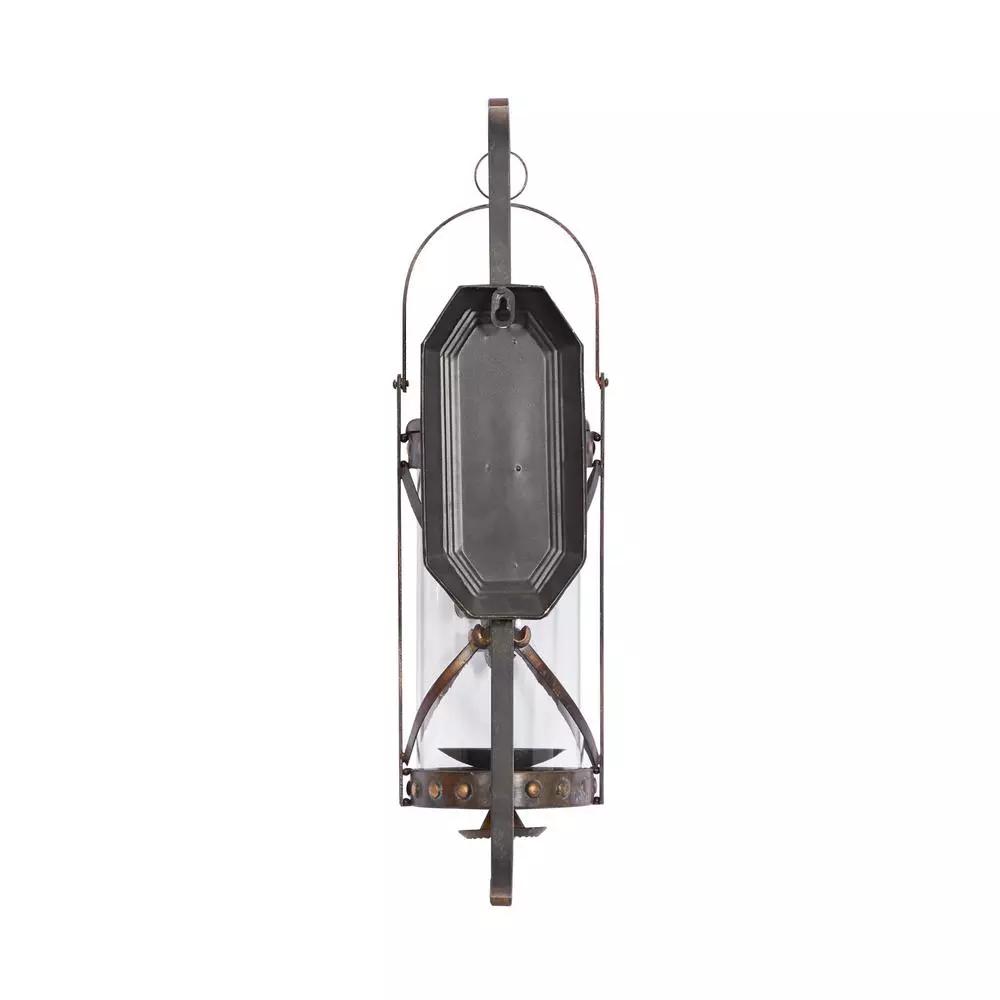 LITTON LANE Old World Riveted Burnished Bronze Iron Candle Sconce with Fleur-de-lis Motif