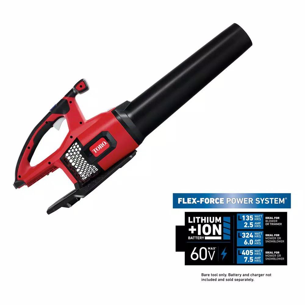 Toro 60V Max Flex-Force Brushless Cordless Handheld Leaf Blower, 605 CFM, 115 MPH - Tool Only