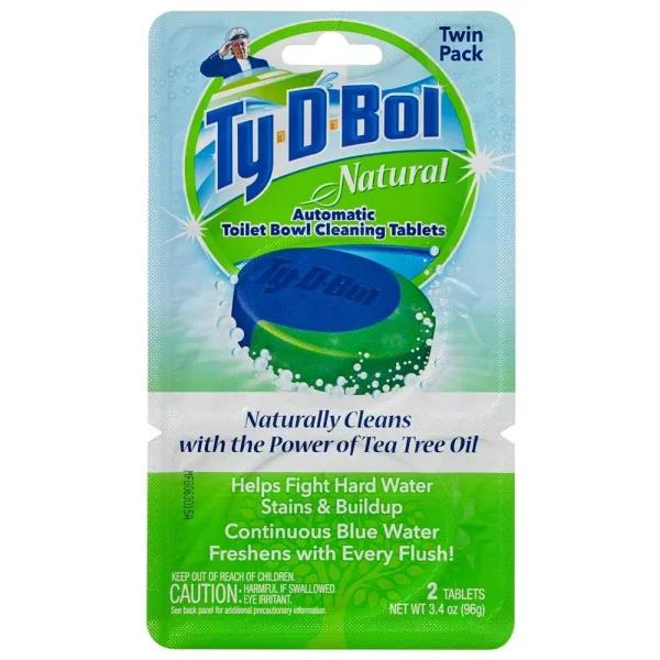 Ty-D-Bol Natural Automatic Toilet Bowl Cleaner Tablets, Tea Tree Oil, 6-Pack