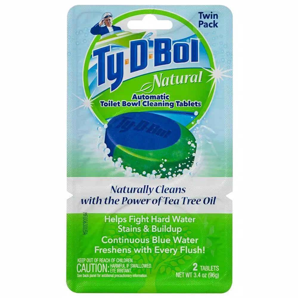 Ty-D-Bol Natural Automatic Toilet Bowl Cleaner Tablets, Tea Tree Oil, 6-Pack