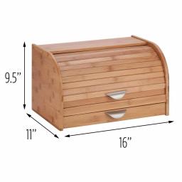 Honey-Can-Do Bamboo Bread Box with Roll-Top Door, Pull-Out Drawer, and Integrated Cutting Board thumbnail 5