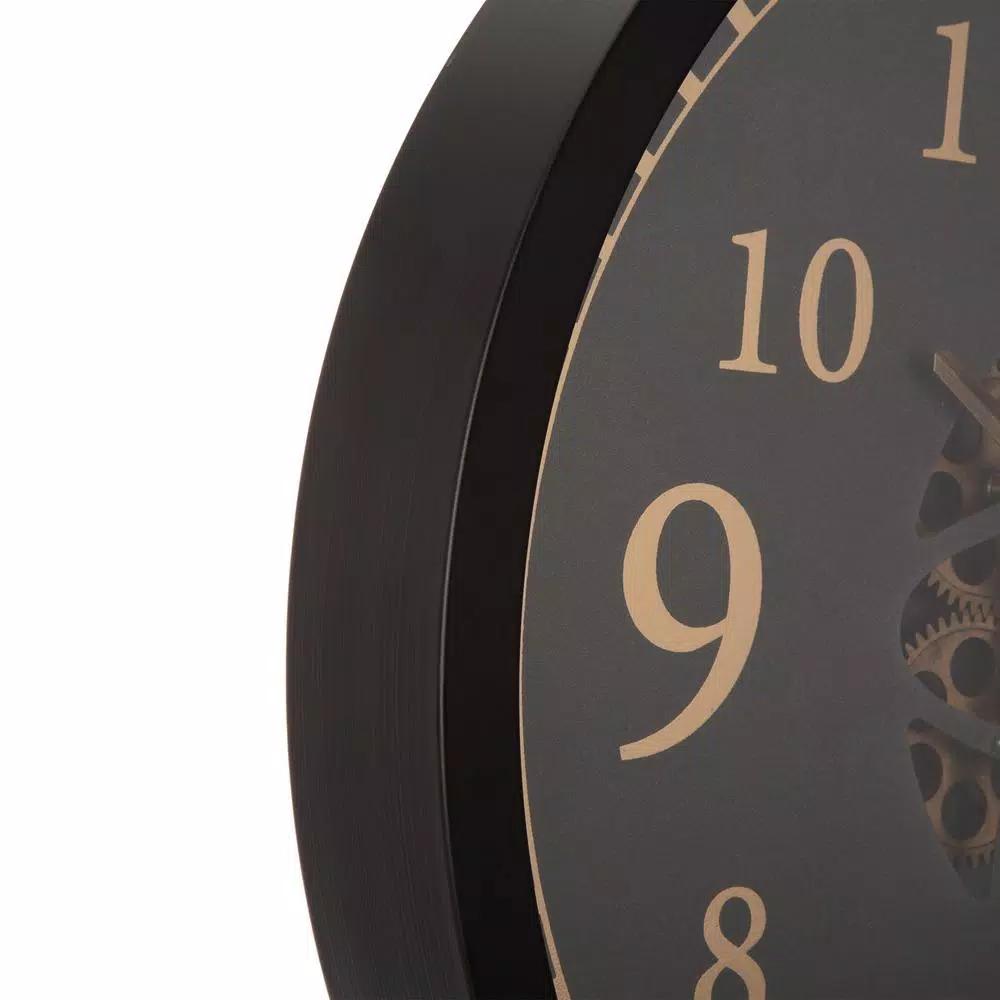 Glitzhome 22.83 in. Oversized Metal Wall Clock with Moving Gears and Roman Numerals