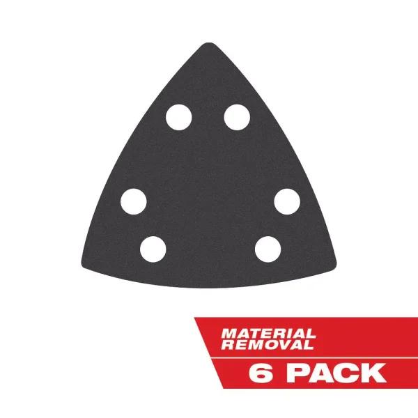 Milwaukee 3-1/2 in. 80-Grit Triangle Sandpaper for Oscillating Multi-Tools, OPEN-LOK Universal Fit (6-Pack)