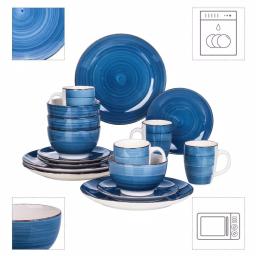 vancasso Bella 16-Piece Blue Porcelain Dinnerware Set, Service for 4 thumbnail 2