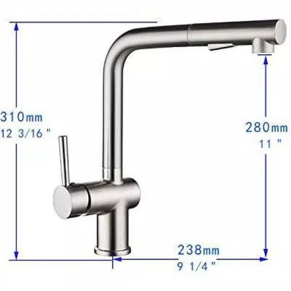 Vanity Art Single-Handle Pull Out Kitchen Faucet, Polished Chrome, Classic Style