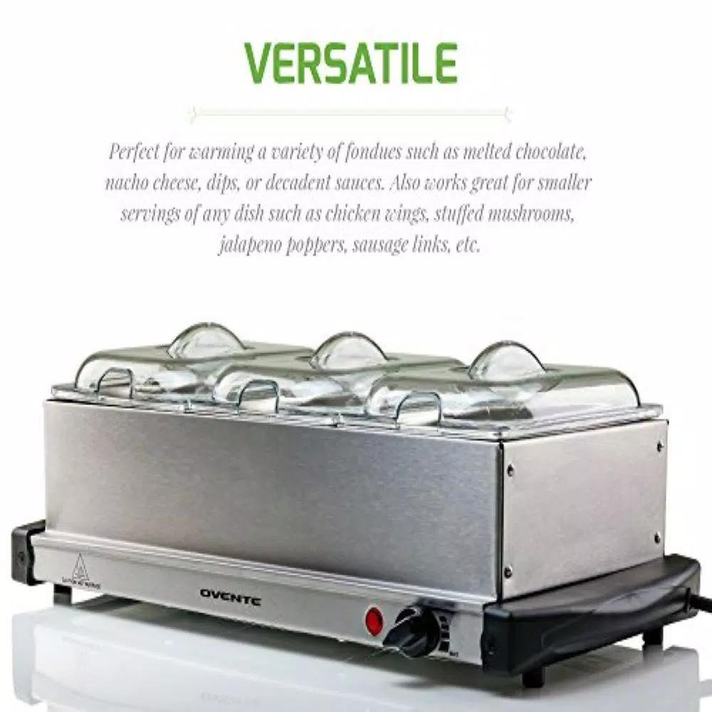 Ovente FW153W 3-Tray Buffet Server with Stand-Alone Warming Tray, Stainless Steel