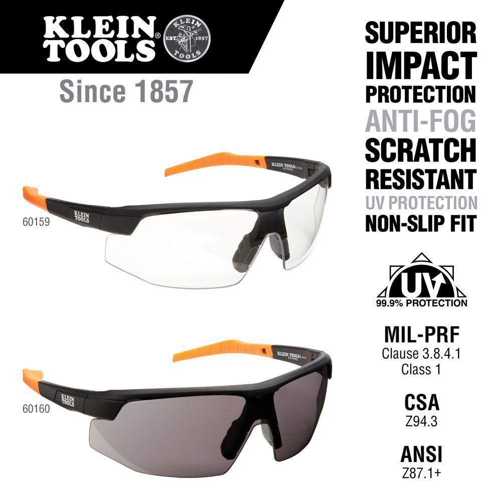 Klein Tools Safety Glasses, Clear Polycarbonate Lens, Anti-Fog & Scratch Resistant, 2-Pack