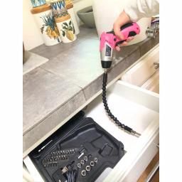Apollo Tools 3.6V Lithium-Ion Cordless Electric Screwdriver with 45-Piece Accessory Set, Pink thumbnail 6