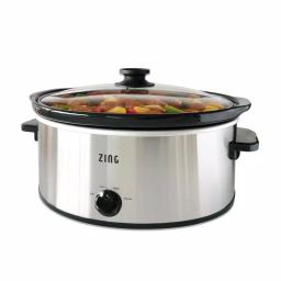 Zing 6 Qt Oval Stainless Steel Slow Cooker with Glass Lid and Removable Stoneware thumbnail 2