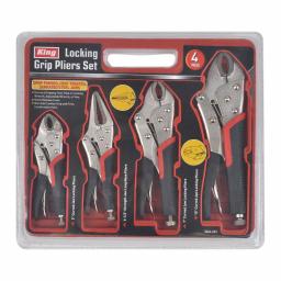 KING 4-Piece Locking Pliers Set, Curved Jaw and Long Nose, Cushioned Grip thumbnail 2