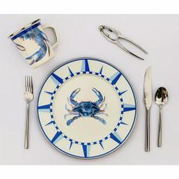Golden Rabbit Blue Crab Enamelware 10.5 in. Round Dinner Plate Set of 4 thumbnail 4