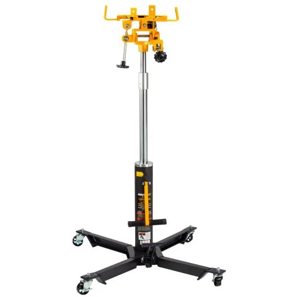 Omega Lift 1000 lbs. Capacity Black Telescopic Transmission Jack with Hydraulic 2-Stage Chrome Rams