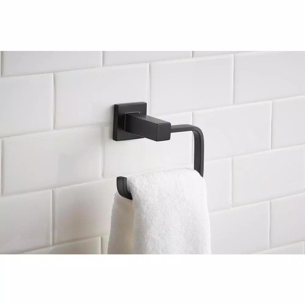 Glacier Bay Farrington Matte Black Towel Ring