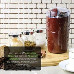 Ovente 2.5 oz. Electric Coffee Grinder with Stainless Steel Blades and Transparent Lid, Brown thumbnail 10