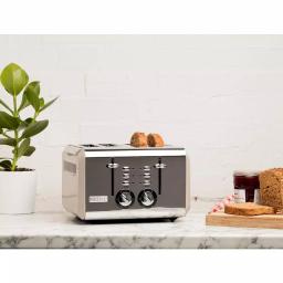 Haden Cotswold 4-Slice Wide Slot Retro Toaster, 1500W, Putty thumbnail 2