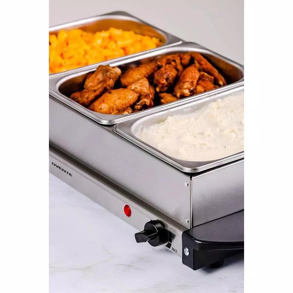 Ovente 1.5 Qt. Stainless Steel Electric Buffet Server Warming Tray with Adjustable Temperature Control
