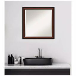 Amanti Art Cyprus 23 in. W x 23.12 in. H Square Beveled Edge Wood Bathroom Vanity Mirror, Dark Brown Walnut thumbnail 7