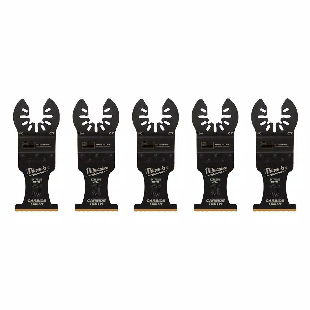 Milwaukee 1-3/8 in. Carbide Universal Fit Extreme Metal Cutting Oscillating Multi-Tool Blades, 10-Pack