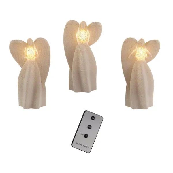 Lavish Home Angel LED Flameless Candle Set of 3 - Real Wax with Remote