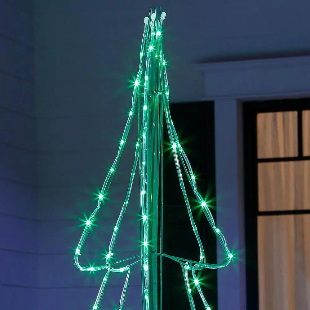Home Accents Holiday 6 ft Green LED Tube Silhouette Tree - 3D Outdoor Holiday Yard Decoration