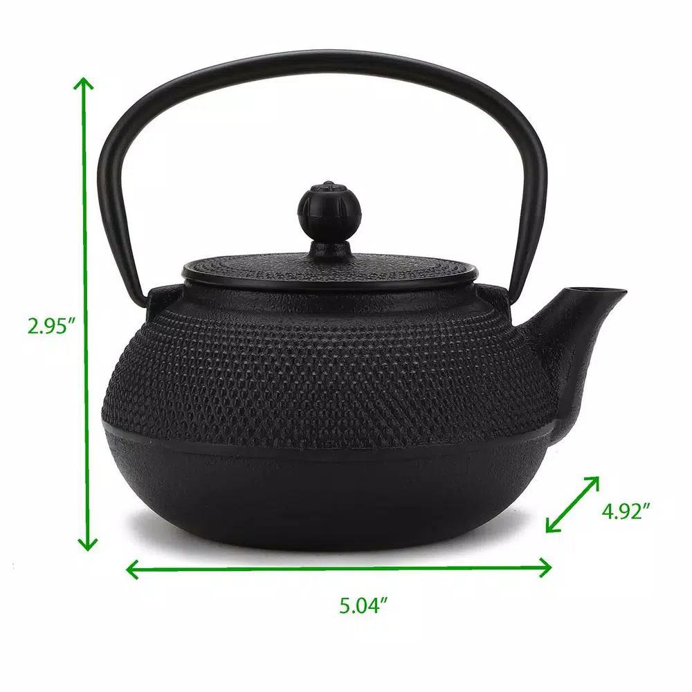 Mind Reader 2.5-Cup Black Japanese Style Cast Iron Tetsubin Teapot with Infuser