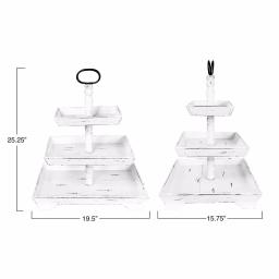 3R Studios White Decorative 3-Tier Tray - Rustic Distressed Wood and Metal Design thumbnail 5