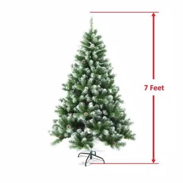 Aleko 7 ft. Unlit Flocked Artificial Christmas Tree with Pine Cones