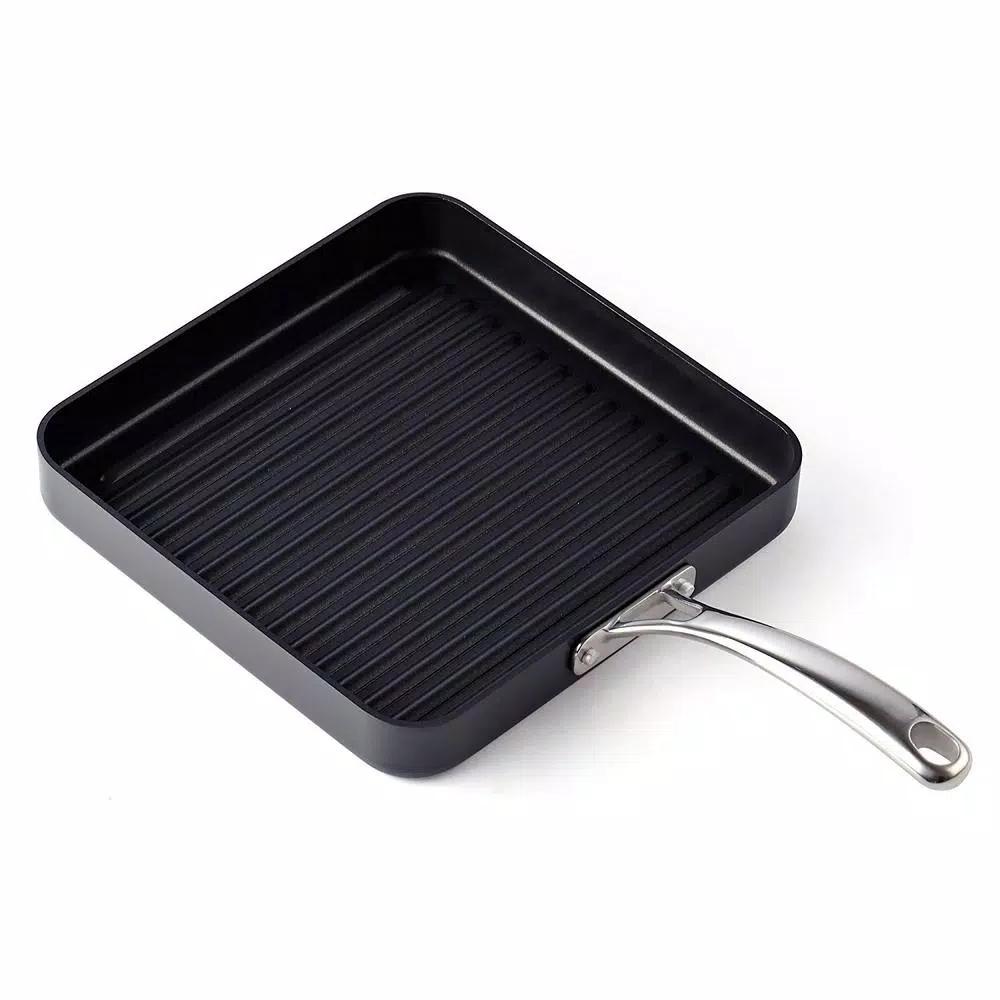 Cooks Standard 11 in. Hard-Anodized Aluminum Nonstick Square Grill Pan, Black