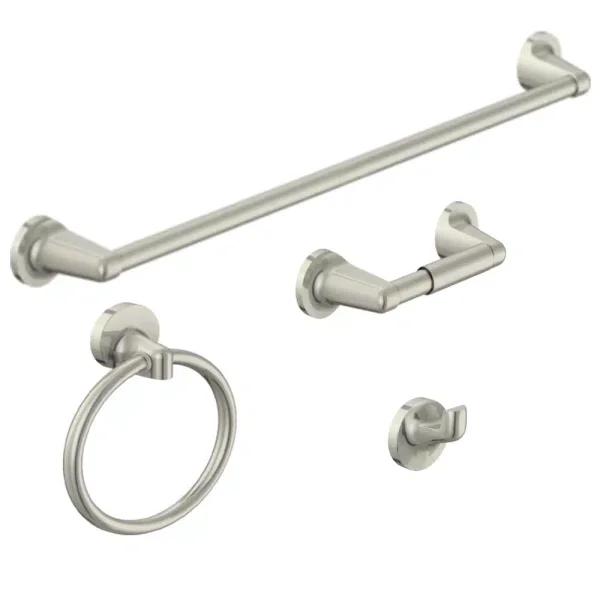 Design House Alta Bay 4-Piece Bathroom Hardware Accessory Kit, Brushed Nickel