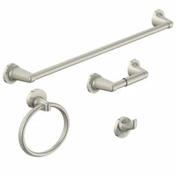 Design House Alta Bay 4-Piece Bathroom Hardware Accessory Kit, Brushed Nickel thumbnail 1