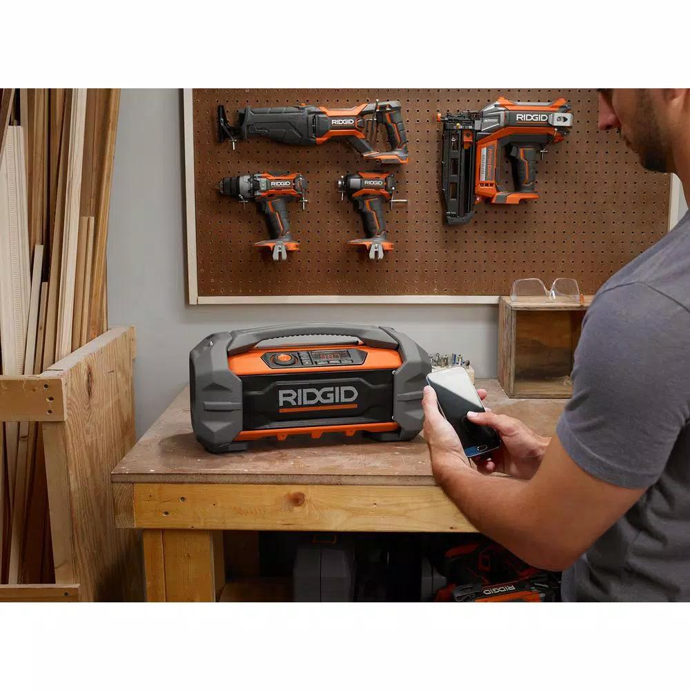 RIDGID 18V Hybrid Jobsite Radio with Bluetooth Wireless Technology (Tool Only)