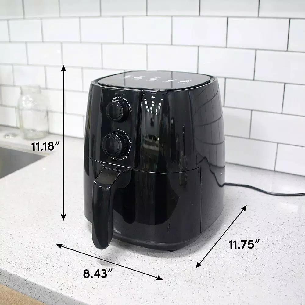 Maximatic Elite Gourmet 4 Qt. Air Fryer, 1000W Oil-Free Countertop Cooker, Black