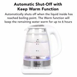 Tribest Glass Raw Tea Kettle, 1.7L Electric Kettle with Precision Temperature Presets, White thumbnail 1