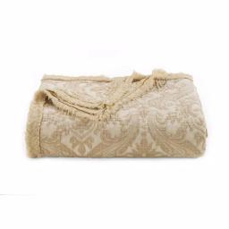 Donna Sharp Oatmeal Damask Cotton Oversized Throw Blanket with Fringed Edges thumbnail 1