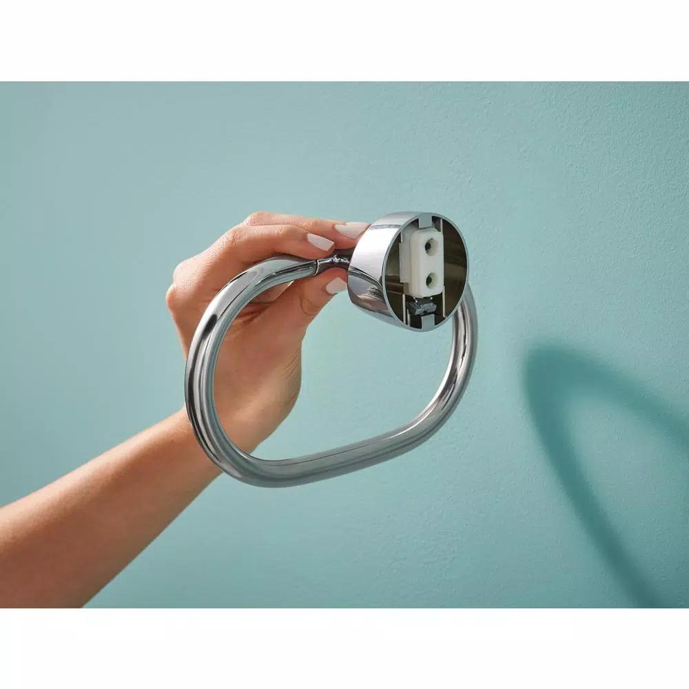 MOEN Idora Press and Mark Chrome Towel Ring - Wall Mount Hand Towel Holder