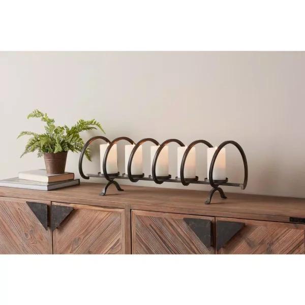 Unbranded Industrial Black Metal Candelabra Candle Holder, 10 in. Forged Iron Look