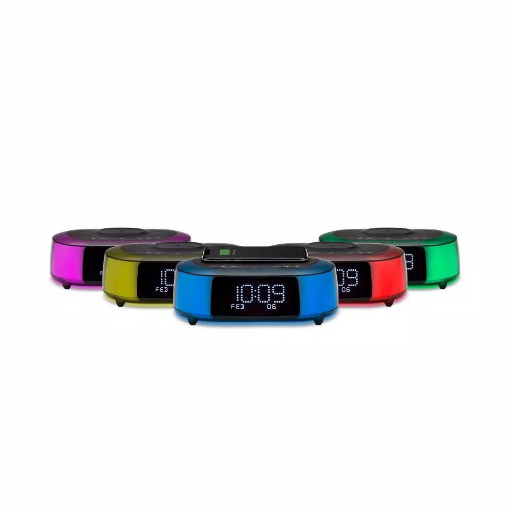 iHome TIMEBOOST GLOW Color Changing Bluetooth Alarm Clock Speaker with Qi Wireless Charging